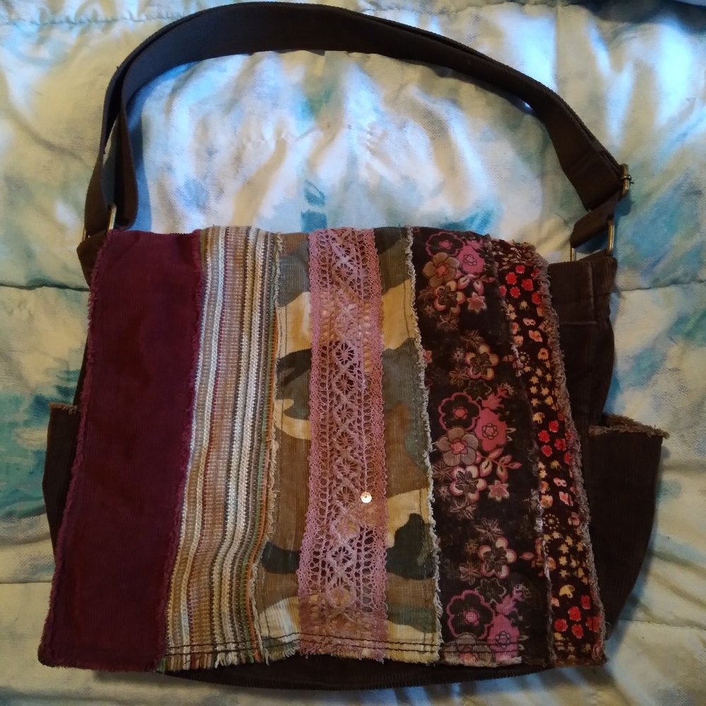 Relic by Fossil Vintage Brown Corduroy Messenger Bag & Wallet/Coin Purse